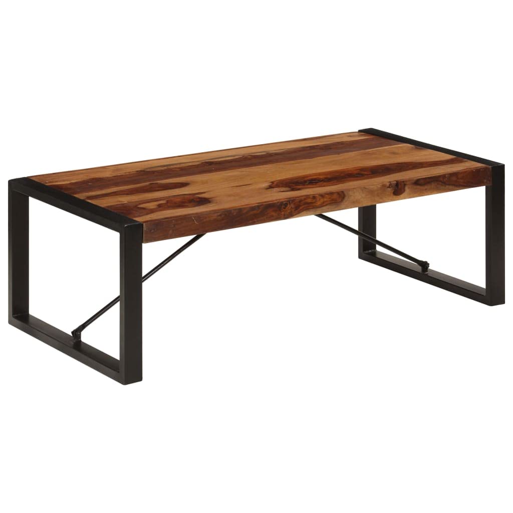 Solid Sheesham Wood Coffee Table with Steel Legs C341423
