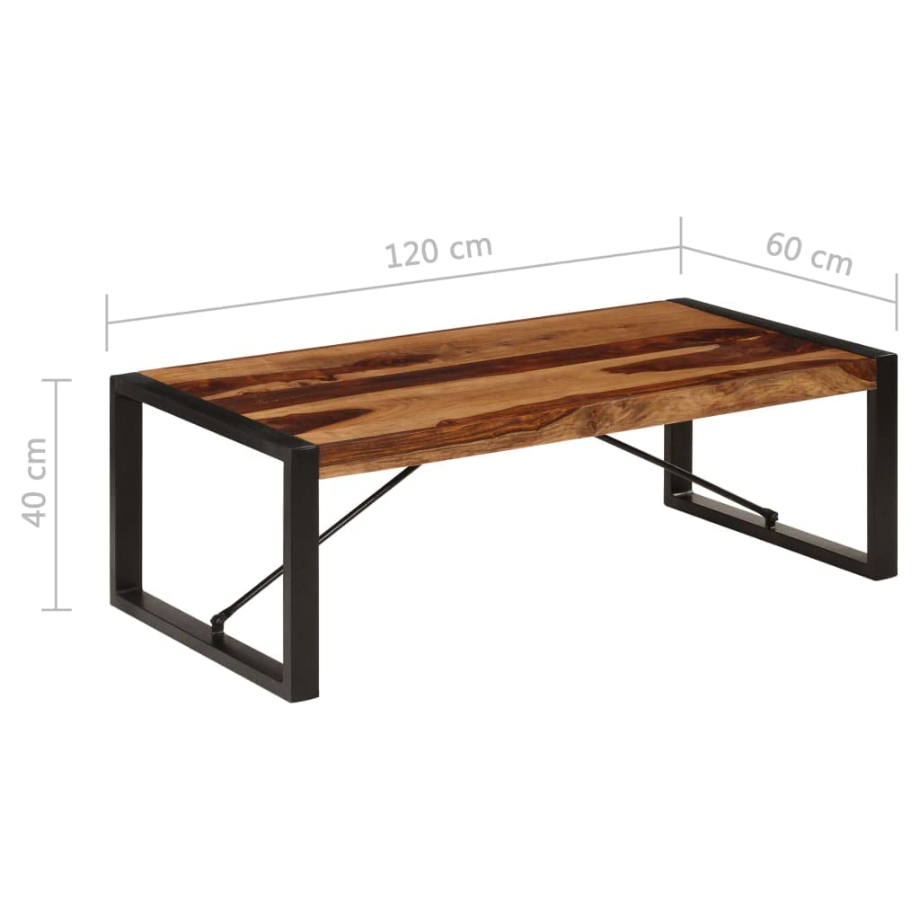 Solid Sheesham Wood Coffee Table with Steel Legs C341423