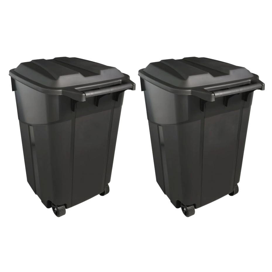 45 Gallon Heavy Duty Plastic Trash Cans with Wheels F56483