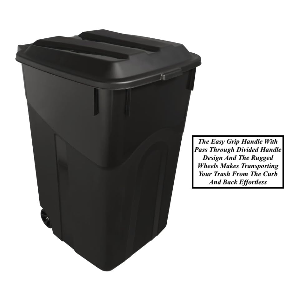 45 Gallon Heavy Duty Plastic Trash Cans with Wheels F56483
