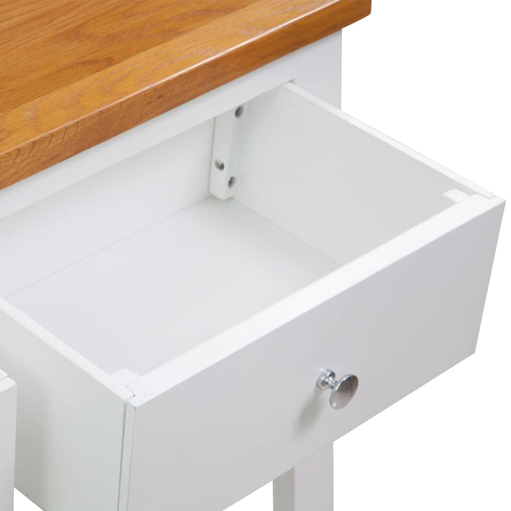 Solid Oak and Acacia Wood Console Table with Two Drawers and Shelf A676