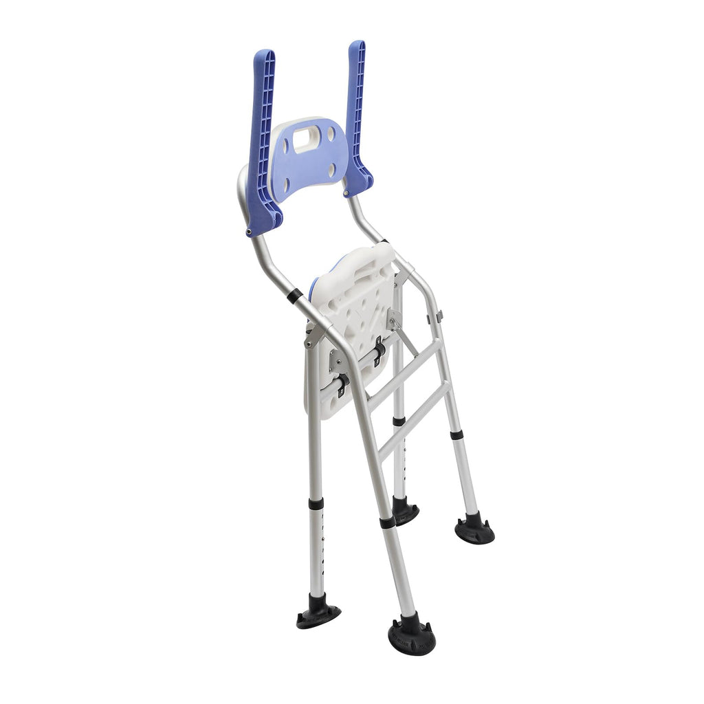 Folding Shower Seat with Arms and Back, Height Adjustable Non-Slip Bath Bench, 330lbs Capacity, Blue R324