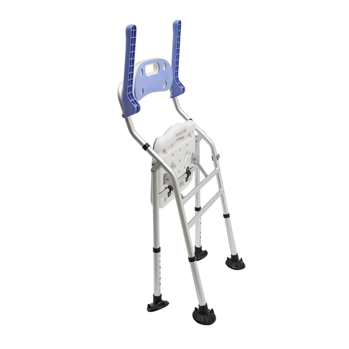 Folding Shower Seat with Arms and Back, Height Adjustable Non-Slip Bath Bench, 330lbs Capacity, Blue R324