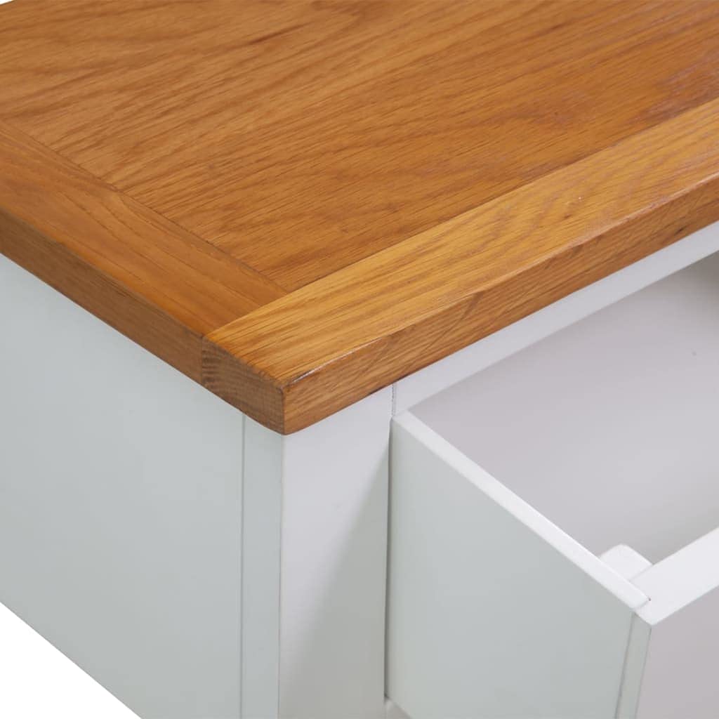 Solid Oak and Acacia Wood Console Table with Two Drawers and Shelf A676