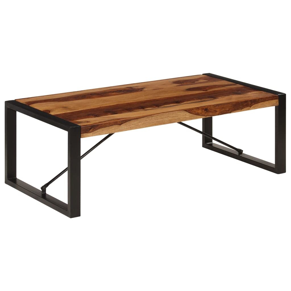 Solid Sheesham Wood Coffee Table with Steel Legs C341423