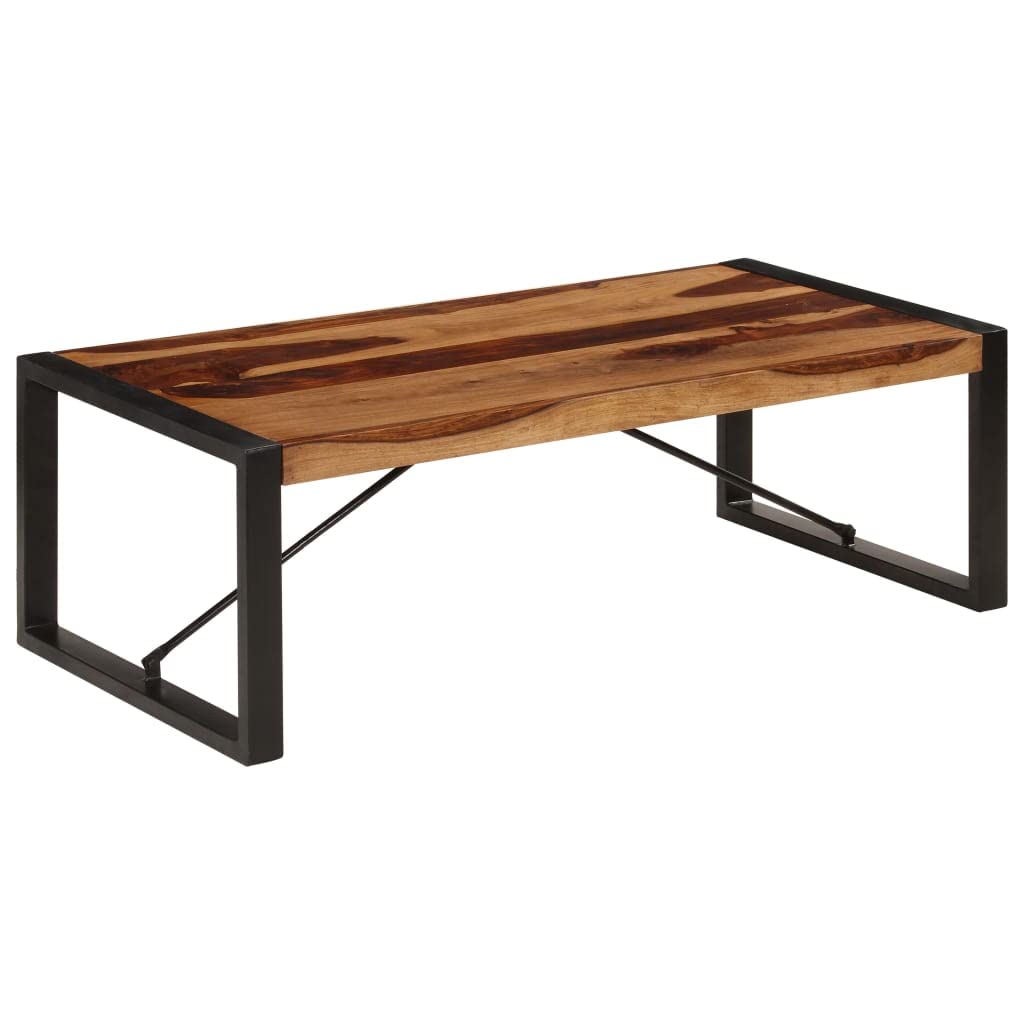 Solid Sheesham Wood Coffee Table with Steel Legs C341423
