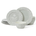 Sage Green 12-Piece Bone China Dinnerware Set X570380