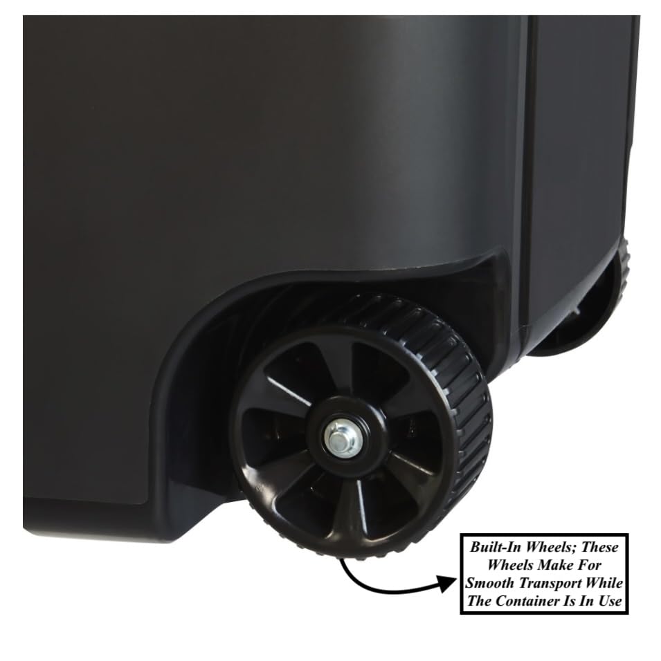 45 Gallon Heavy Duty Plastic Trash Cans with Wheels F56483