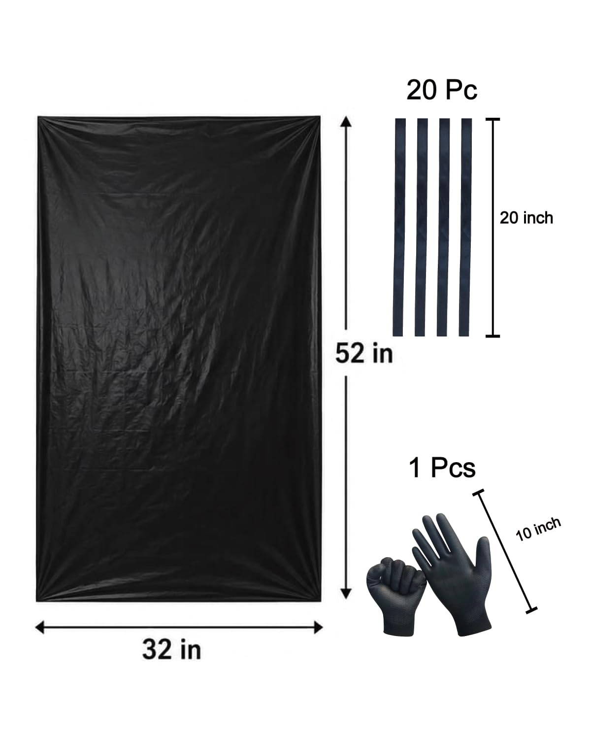 6 Mil Heavy Duty Contractor Trash Bags, 50/55/60 Gallon, Black, 20 Pack G72623