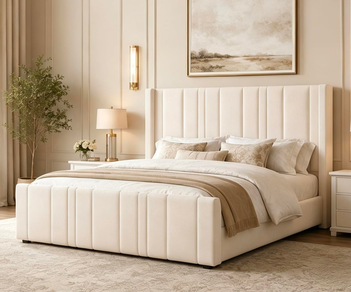 Full Size Velvet Headboard Bed Frame P9655