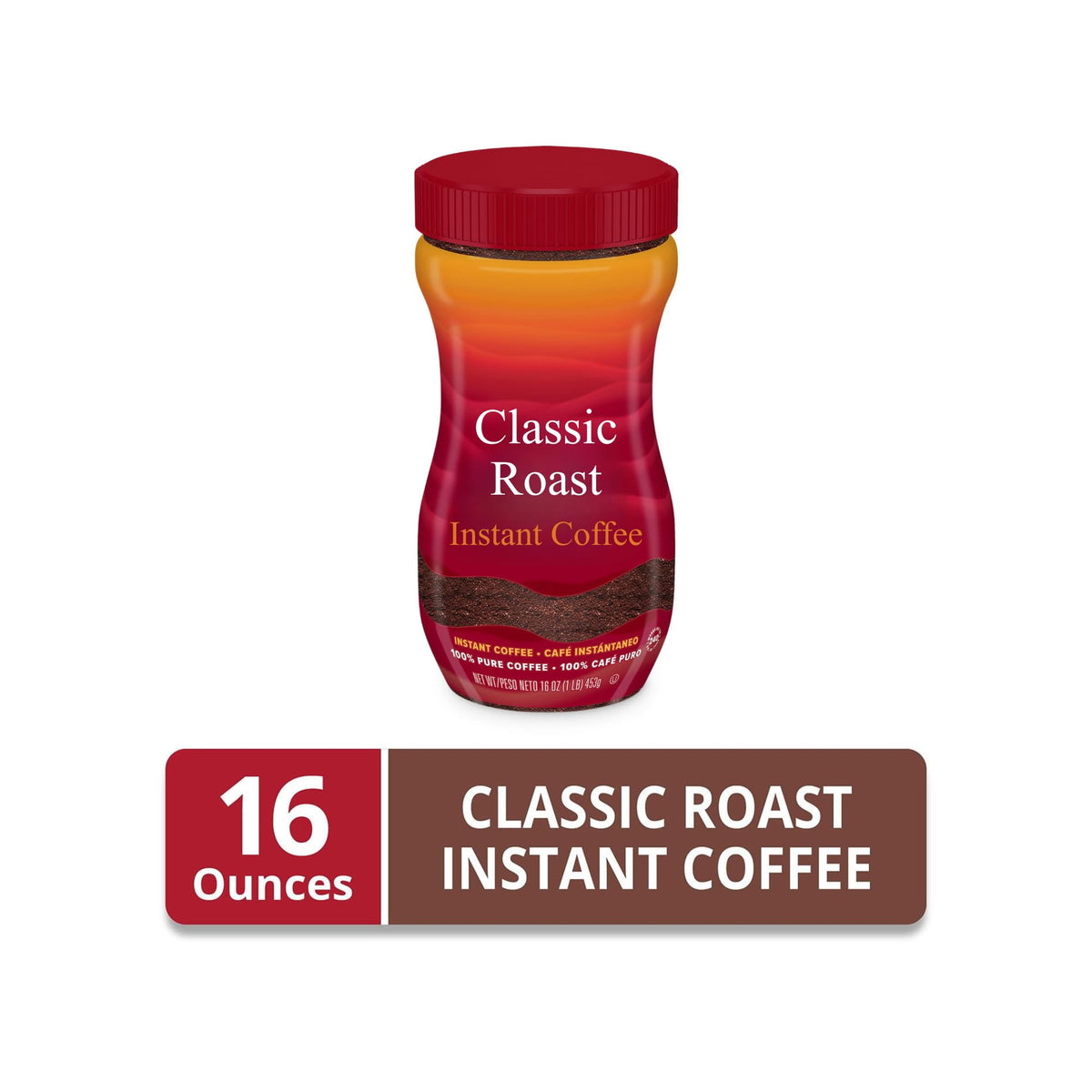 Instant Coffee Crystals Classic Roast 16 oz M434471