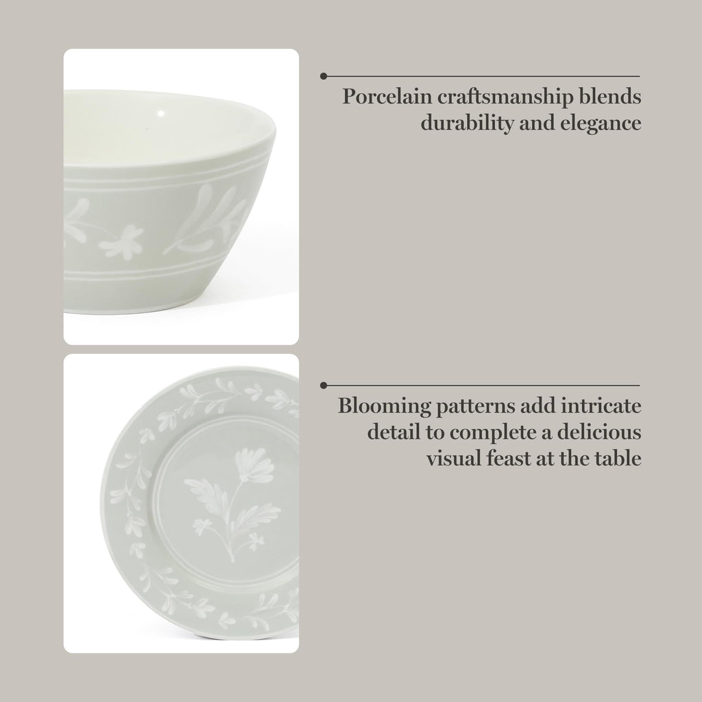 Sage Green 12-Piece Bone China Dinnerware Set X570380