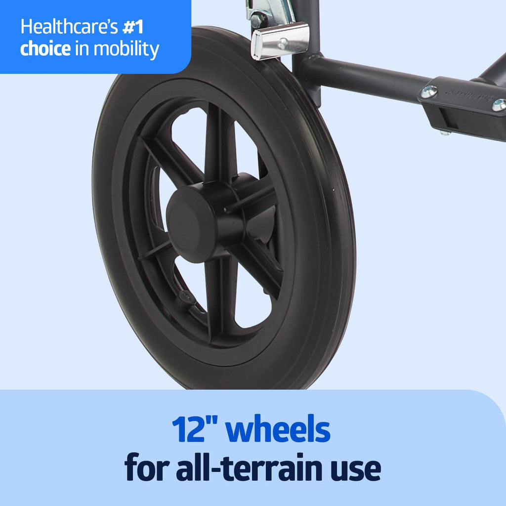 Folding Steel Transport Wheelchair with 12-Inch Wheels R510