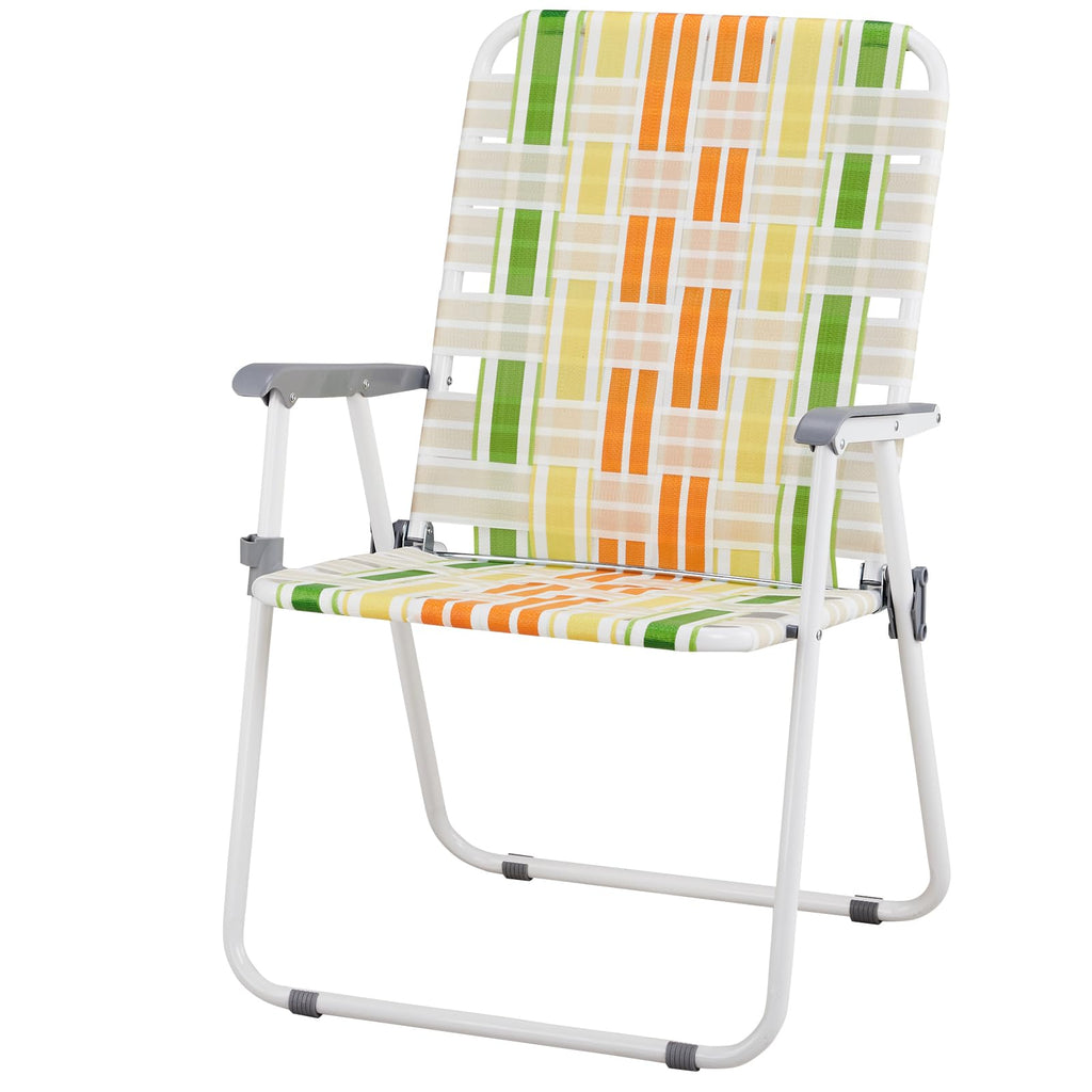 Yellow & Green Folding Lawn Chairs Set of 2 D857