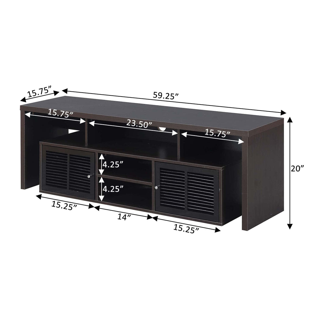 65 inch Espresso TV Stand with Storage Cabinets and Shelves H719