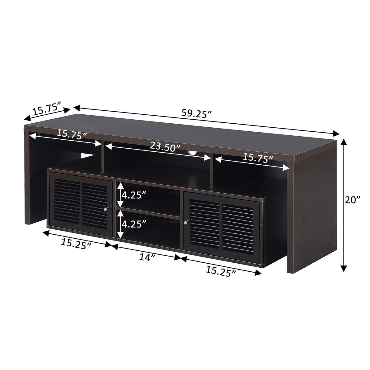 65 inch Espresso TV Stand with Storage Cabinets and Shelves H719