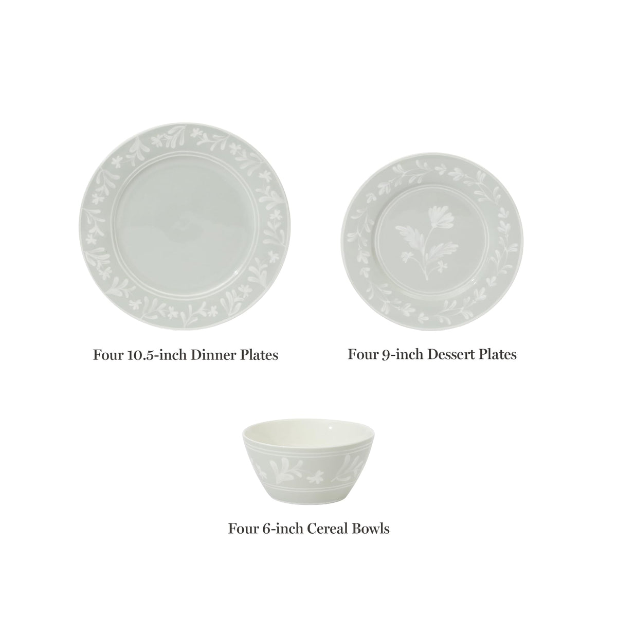 Sage Green 12-Piece Bone China Dinnerware Set X570380