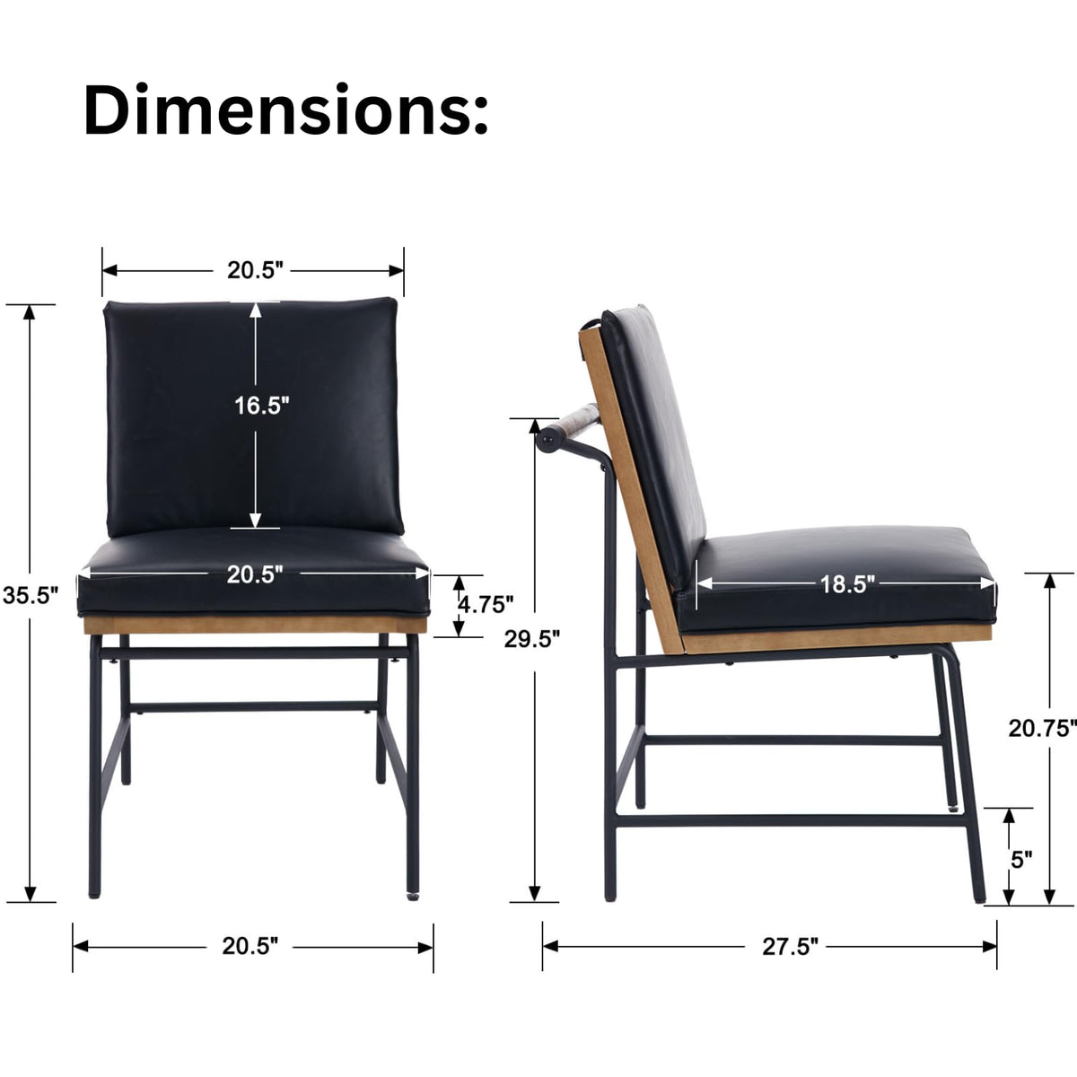 Black PU Dining Chairs Set of 2 I902
