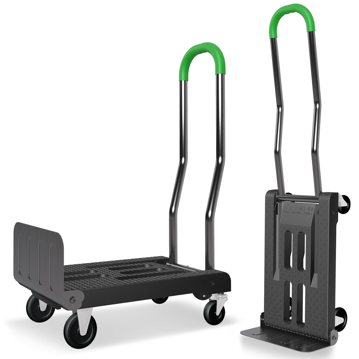 2-in-1 Convertible Hand Truck Dolly, 330LBS Capacity, Foldable Black & Dill Green X28935