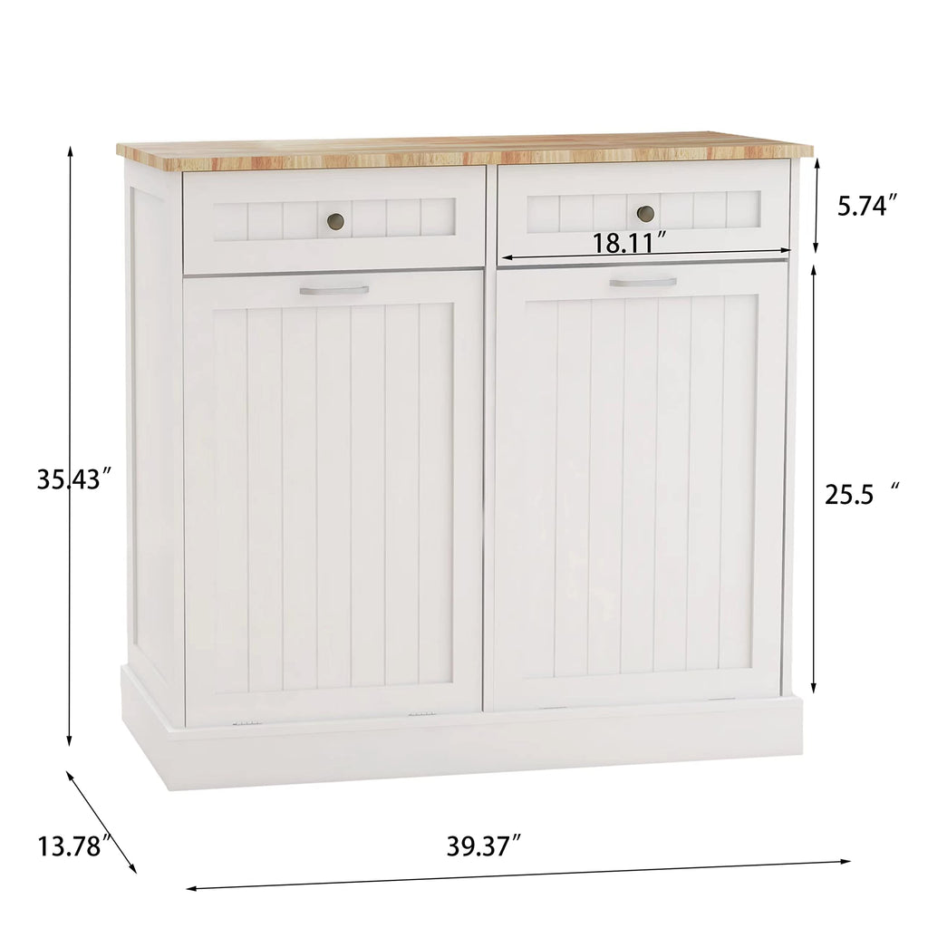 White 10-Gallon Trash Cabinet with 2 Drawers G6248