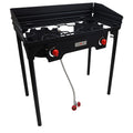 Propane Double Burner Camp Stove with Windscreen and Removable Legs U562