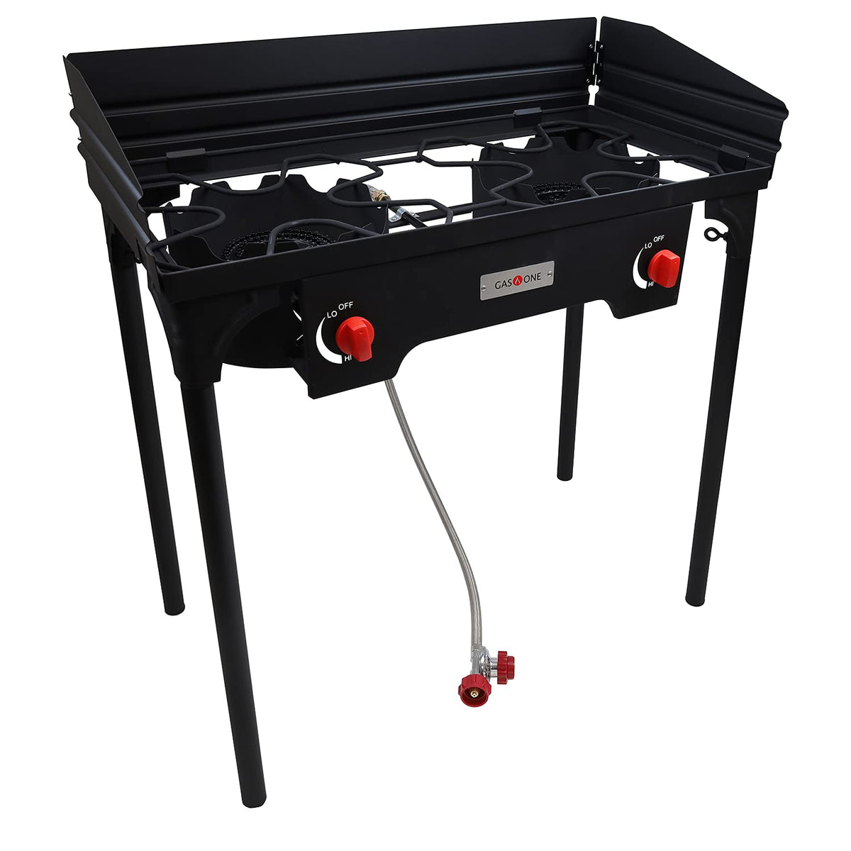 Propane Double Burner Camp Stove with Windscreen and Removable Legs U562