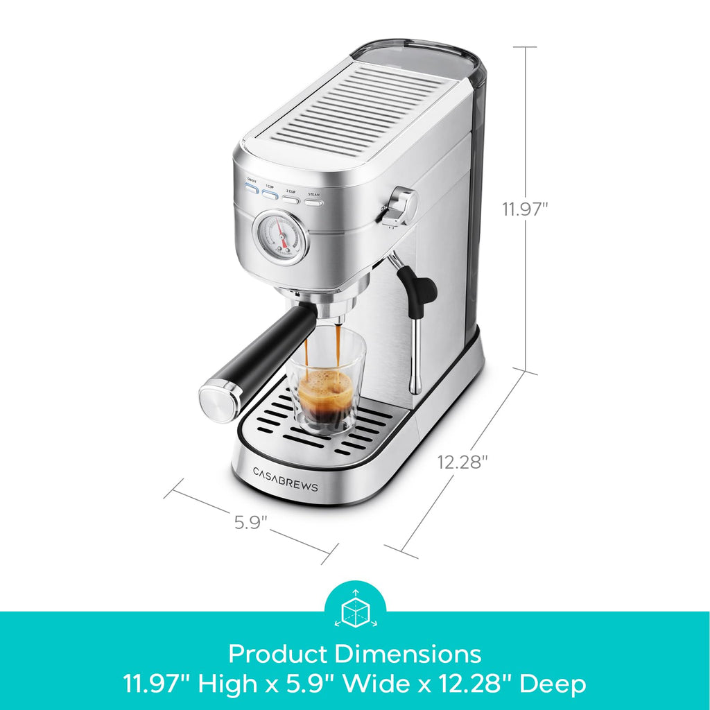 Compact Espresso Machine with Milk Frothing Steam Wand A59440