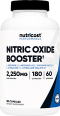 Nitric Oxide Booster 2250mg 180 Capsules Gluten Free E810