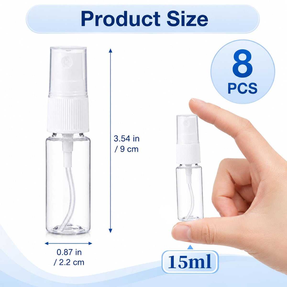 8 Pcs 0.5 Oz Fine Mist Travel Spray Bottles V627
