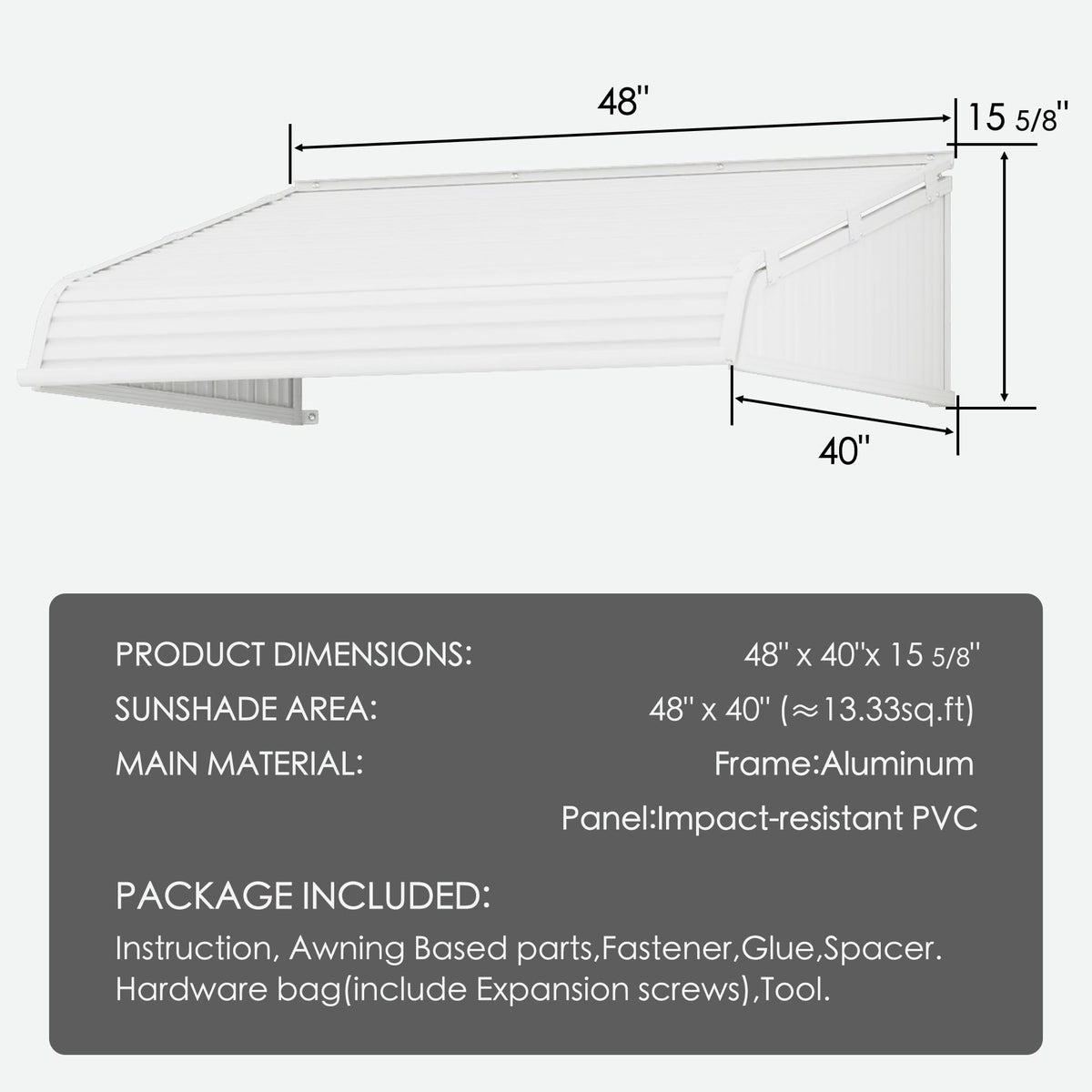 Window Awning with 2 Side Wings D70451