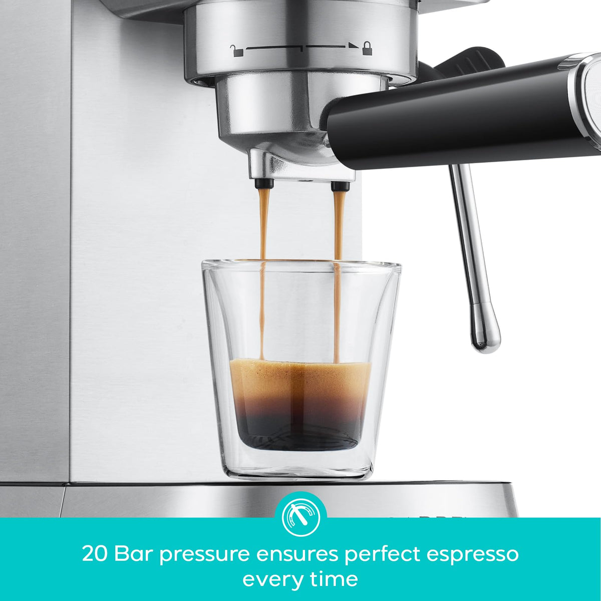 Compact Espresso Machine with Milk Frothing Steam Wand A59440