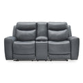 Gray Leather Match Power Reclining Loveseat with Console S1413
