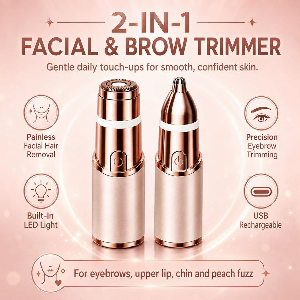 2-in-1 Facial Hair Remover & Eyebrow Trimmer with LED Light L8109