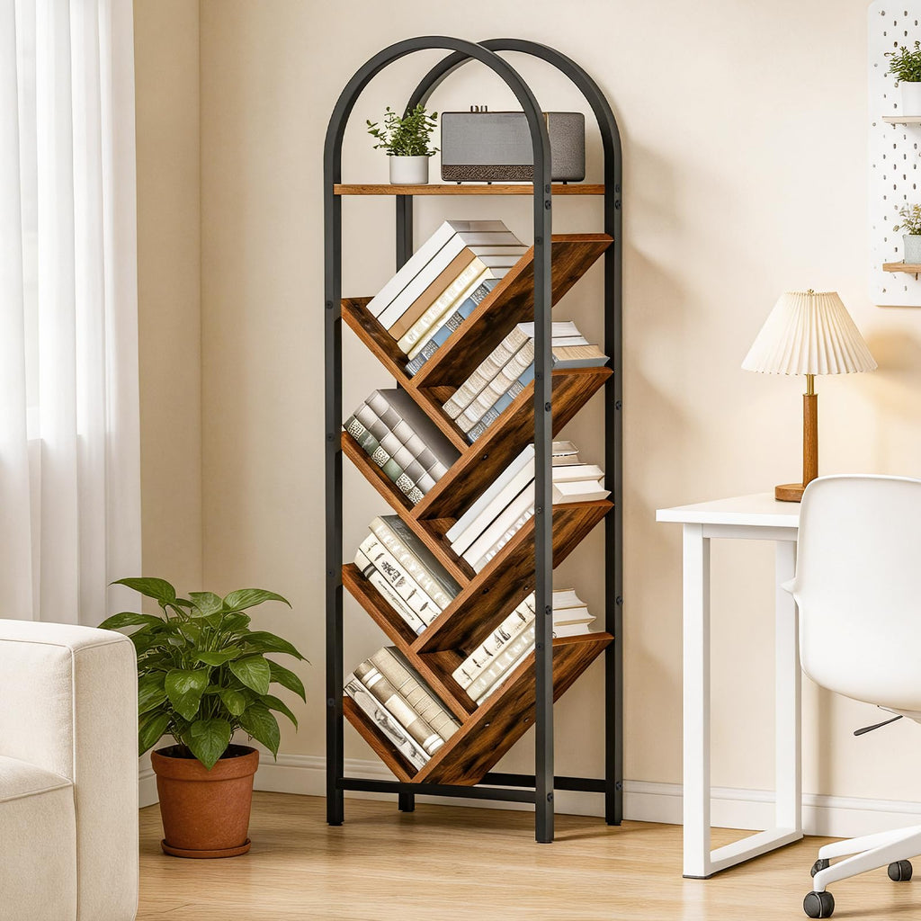 8-Tier Arched Bookshelf with Metal Frame O3964
