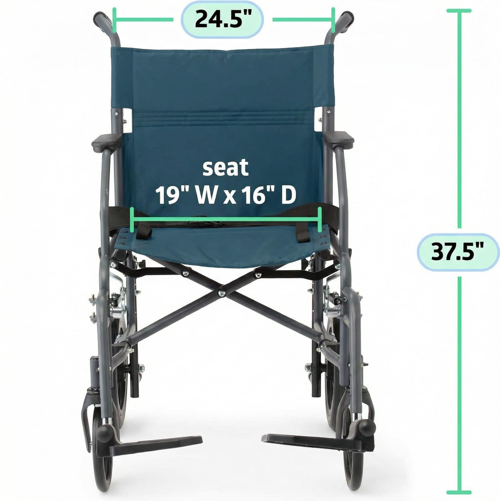 Folding Steel Transport Wheelchair with 12-Inch Wheels R510