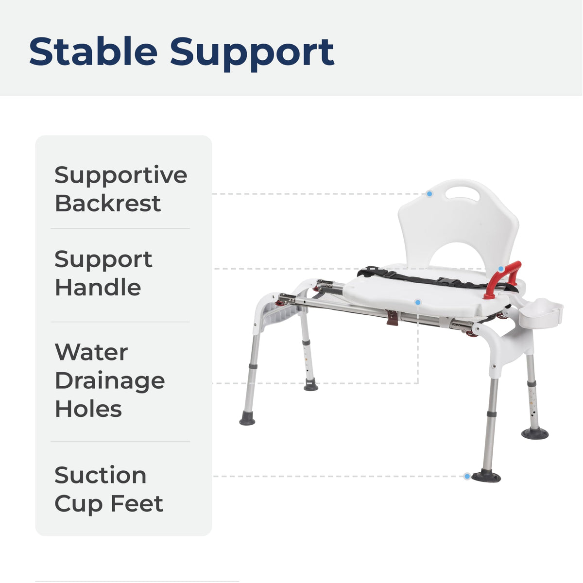 Adjustable Height Sliding Bathtub Transfer Bench Shower Chair A17410