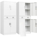 White Metal Storage Cabinet with 2 Drawers 4 Doors and Lock H536356