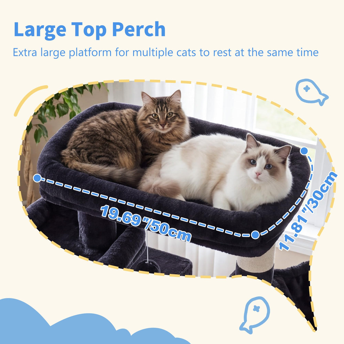 71-Inch-Tall Cat Tree with 2 Perches W474