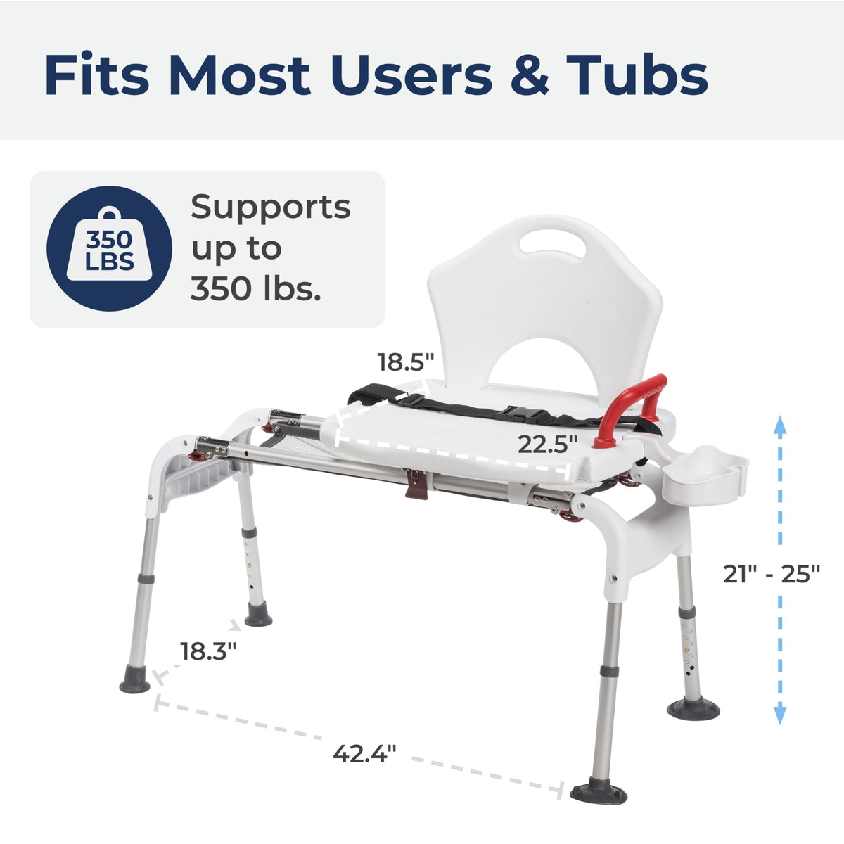 Adjustable Height Sliding Bathtub Transfer Bench Shower Chair A17410
