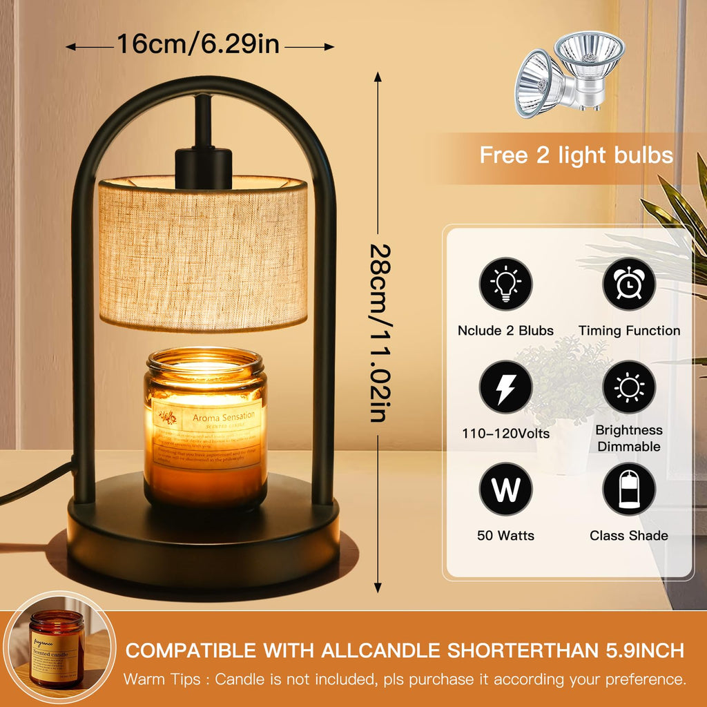 Dimmable Candle Warmer Lamp with Timer and 2 Bulbs E375