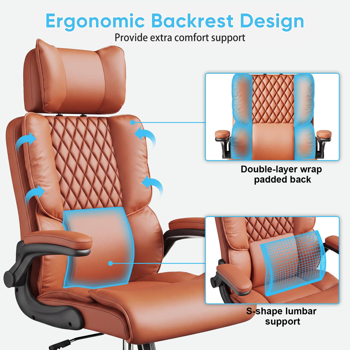 Big and Tall Office Chair with Adjustable Headrest A905