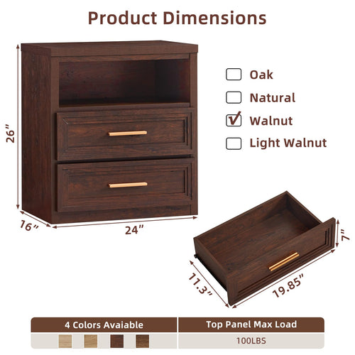 24'' Wide 2 Drawer Wood Nightstand N933417