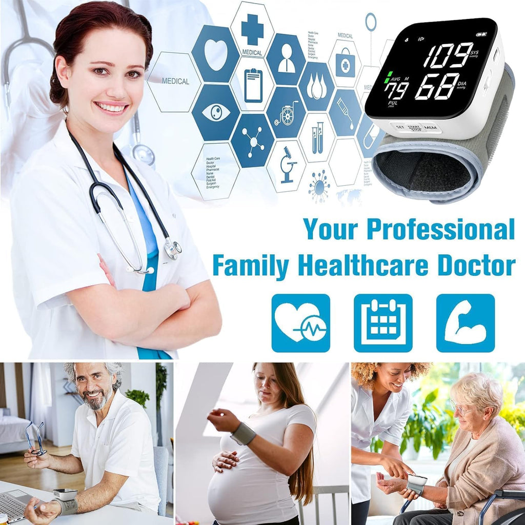 Wrist Blood Pressure Monitor with 90X2 Readings Memory J1246