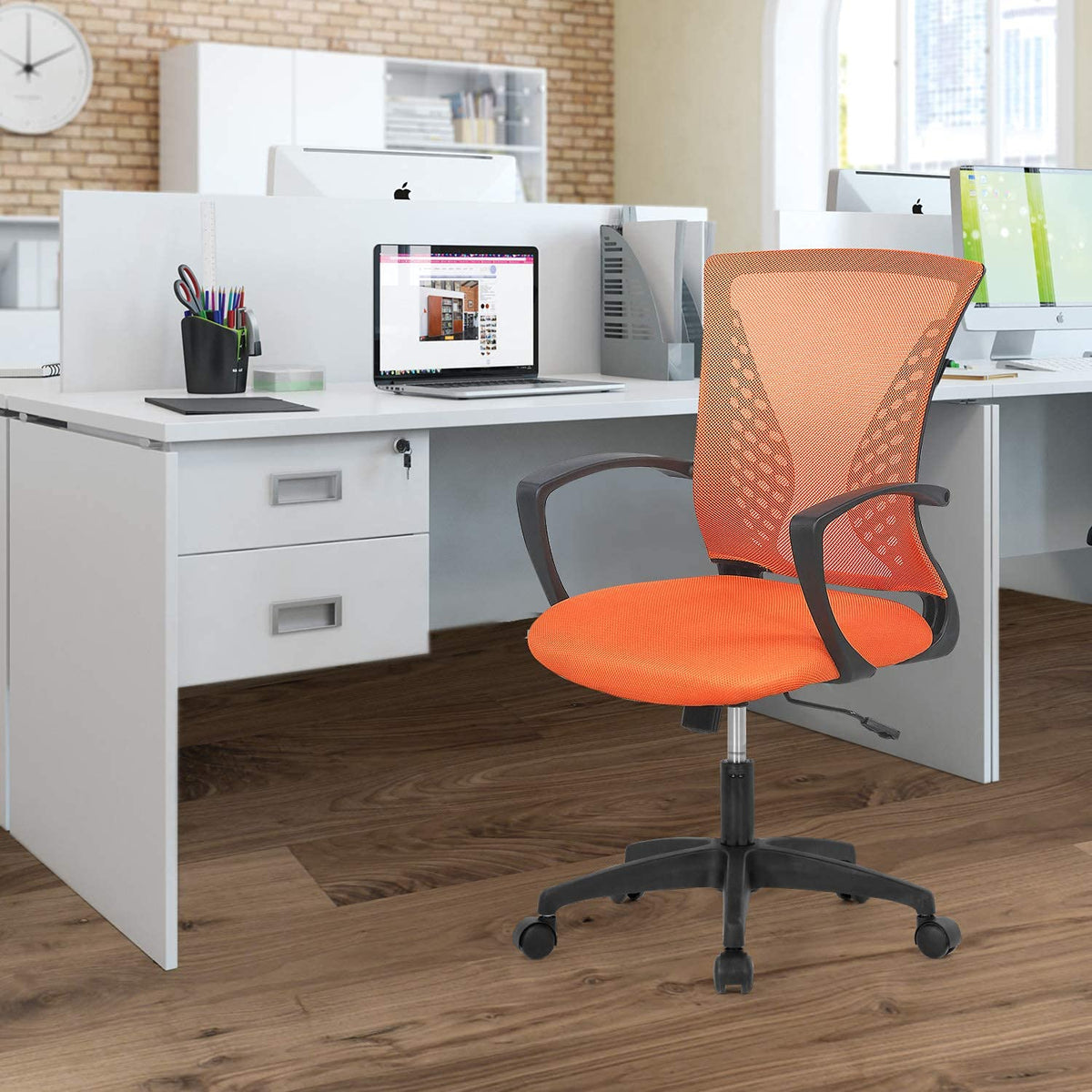 Orange Mesh Ergonomic Office Chair with Lumbar Support I2799