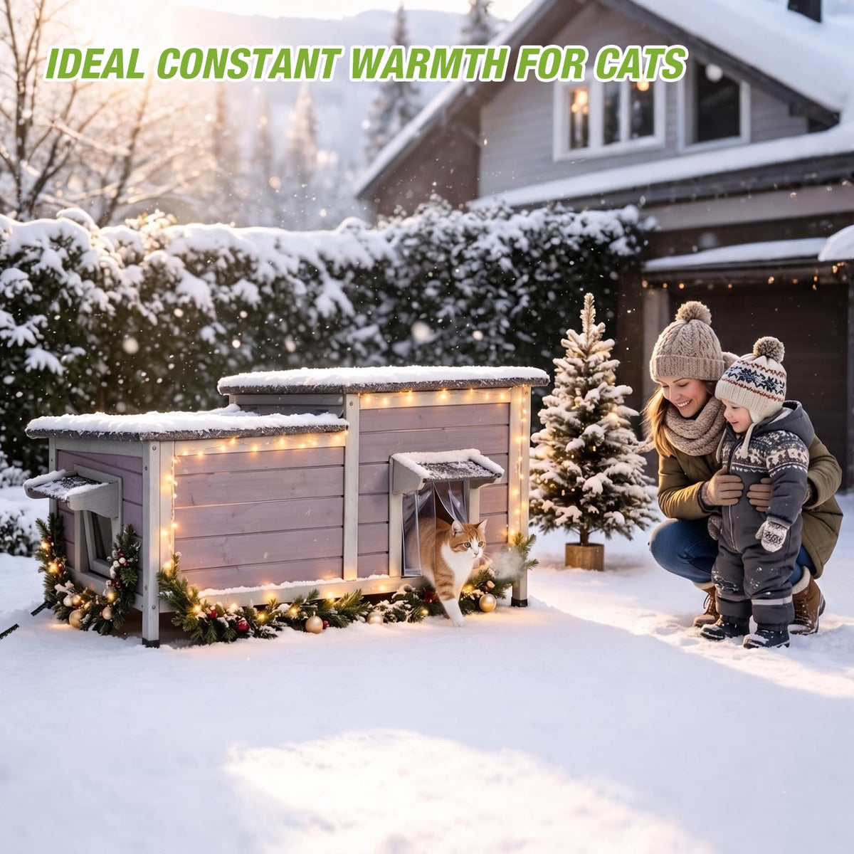 Large Heated Outdoor Cat House with Insulated Liner X122