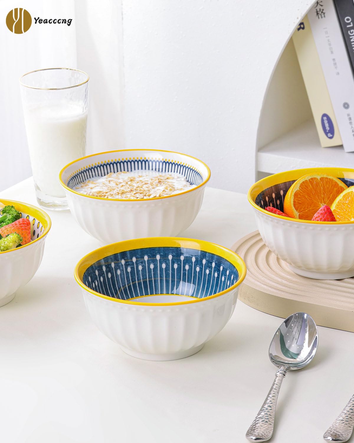 Bohemian Ceramic Bowls Set of 4 L62718