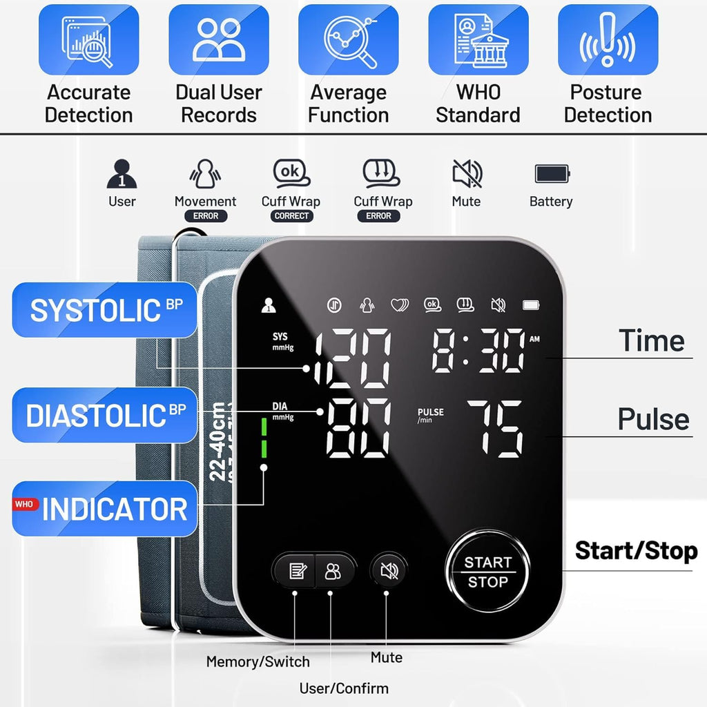 Blood Pressure Monitor Upper Arm BP Cuff with Storage Bag Y728346