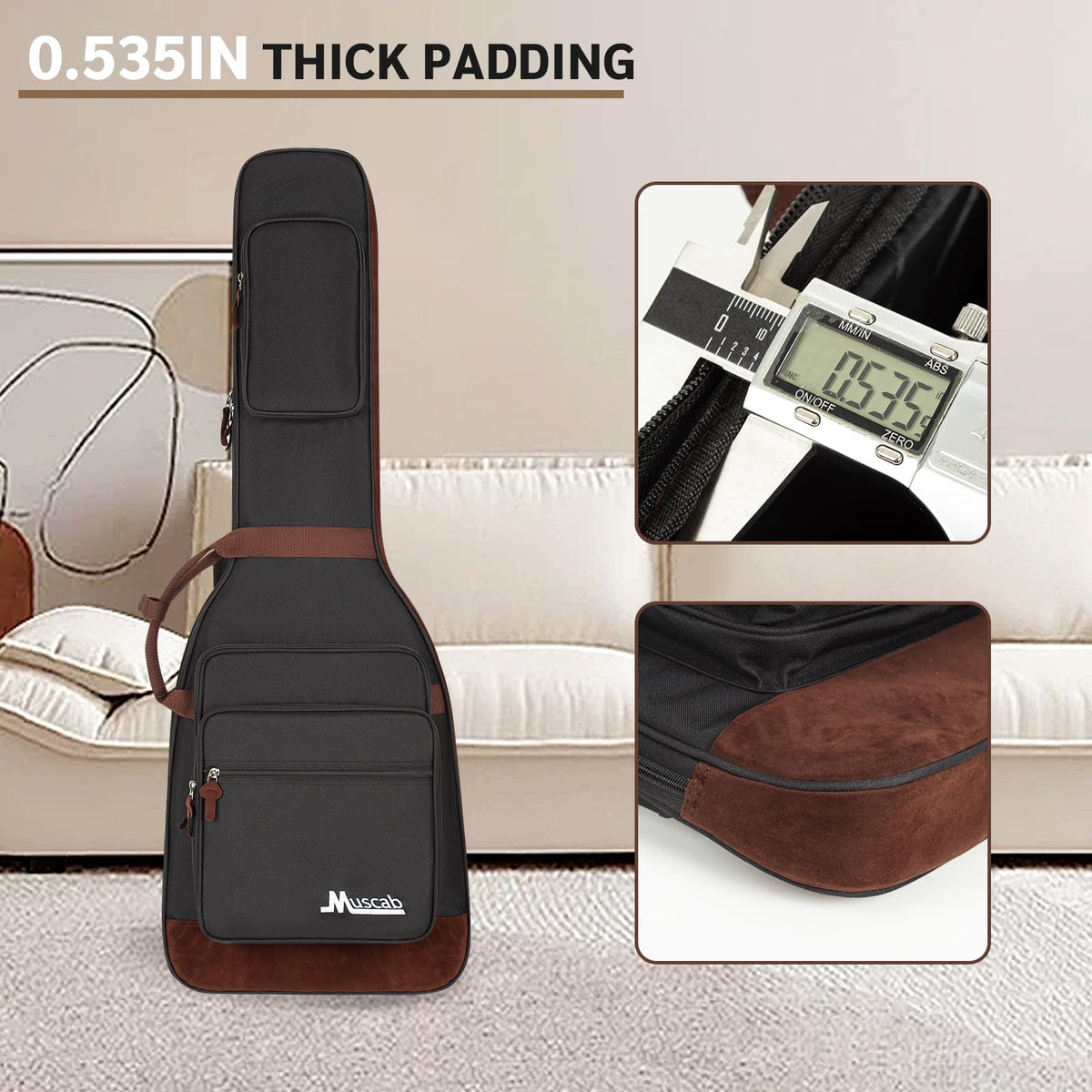 Black Electric Guitar Bag with Neck Strap and 4 Pockets Z988369