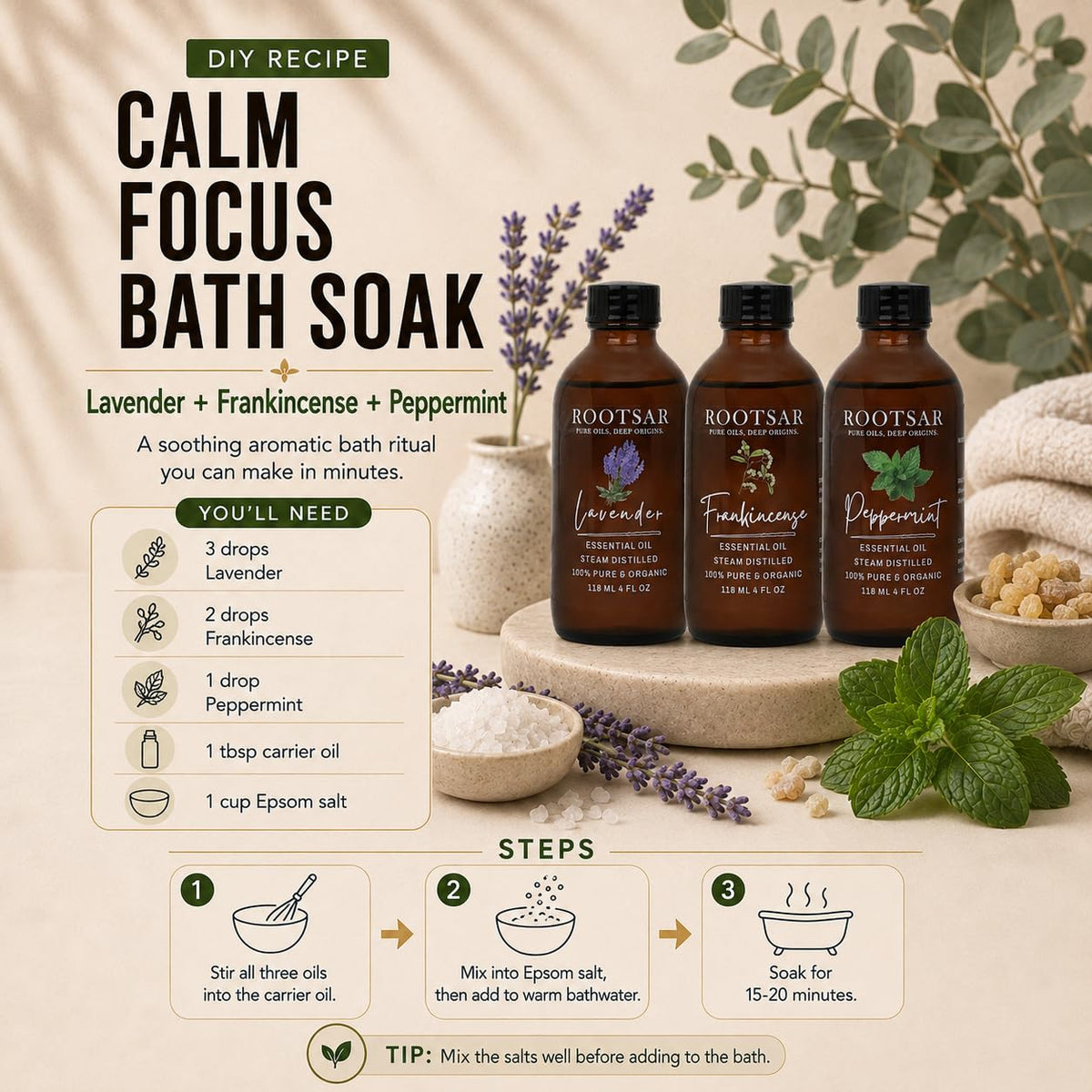 3 Pack Lavender Frankincense Peppermint Essential Oils 4 Fl Oz E424350