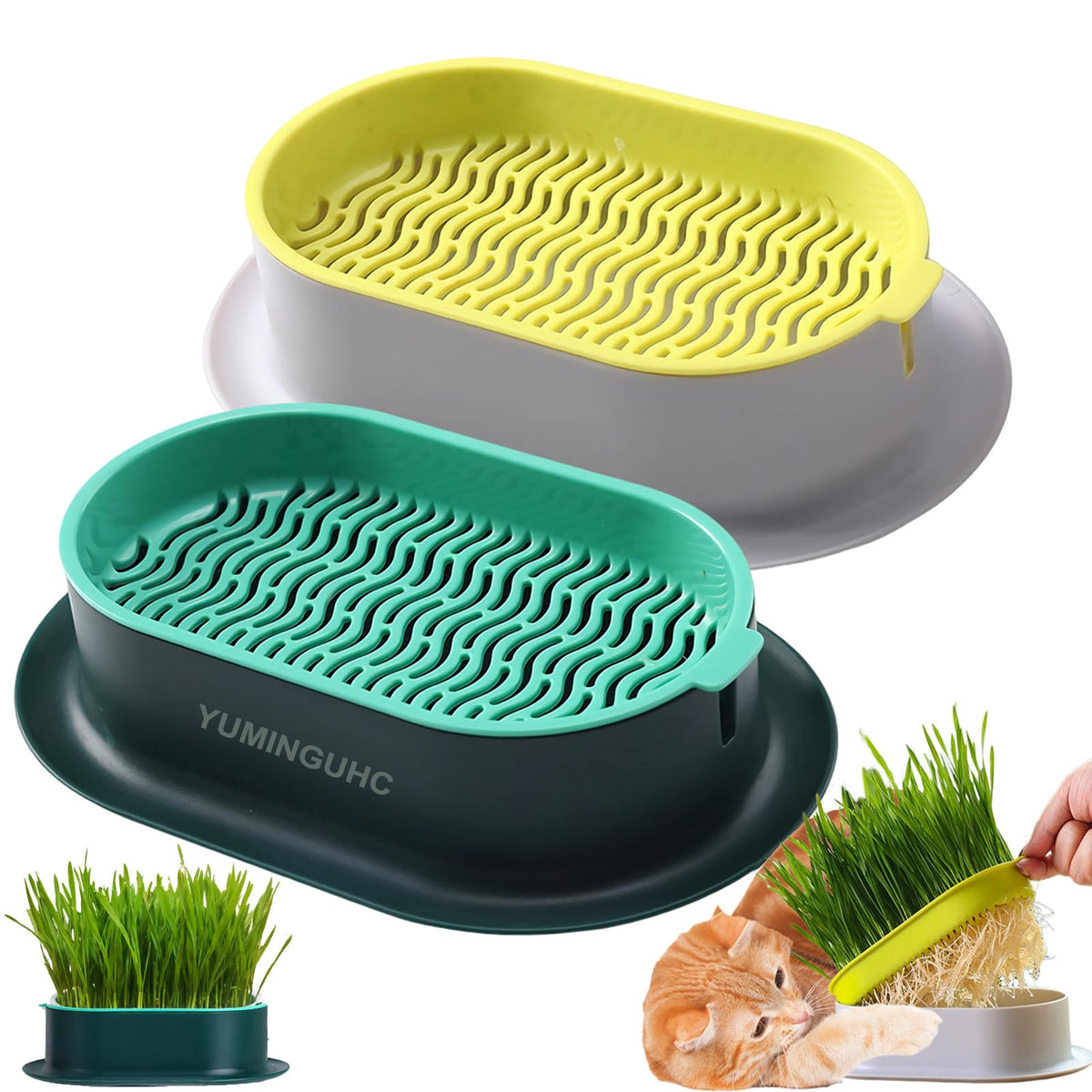 2Pcs Cat Grass Planter Hydroponic Growing Kit W8740